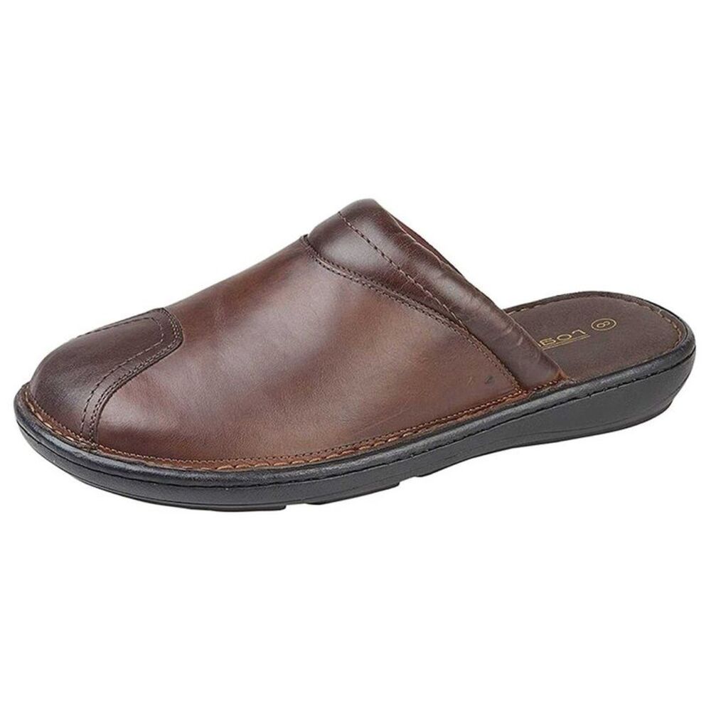 Roamers Mens Leather Clogs / Brown